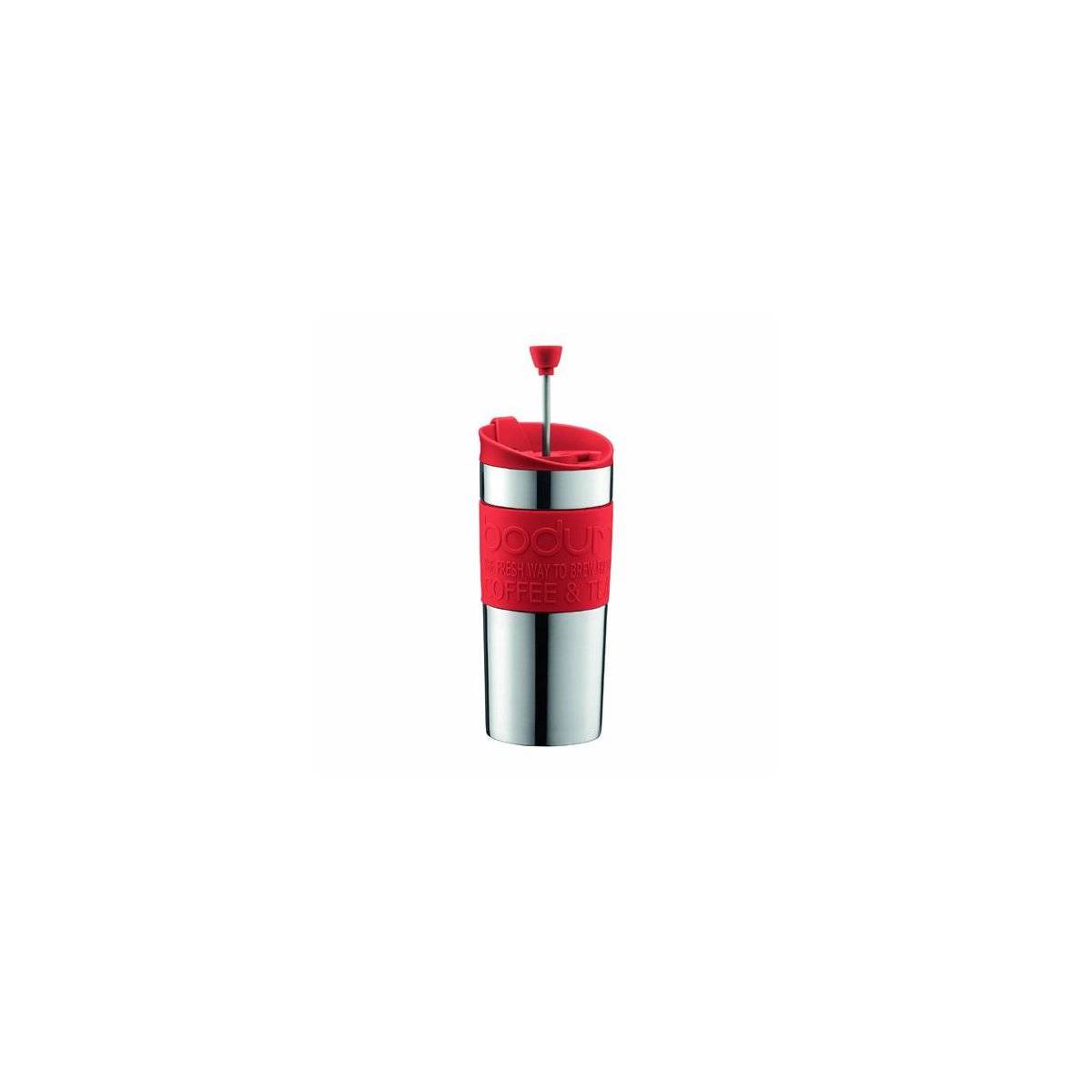 Bodum - Travel Press Set - Mug à Piston en Inox + Couvercle Extra - 0,35 L - Rouge