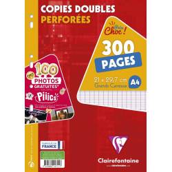 Clairefontaine - Paquet de 300 Copies Doubles Perforées sous Film - 27 x 29.7 cm