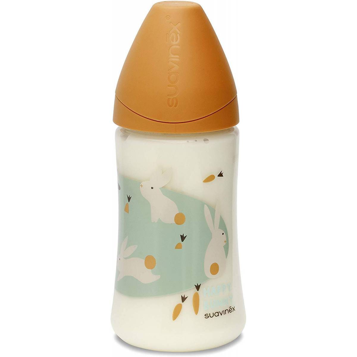 Biberon Suavinex 270 ml Happy Bunny Silicone - Orange