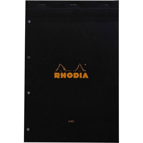 Bloc Rhodia N°20 Black Ligné + Marge Perforé - 80 feuillets