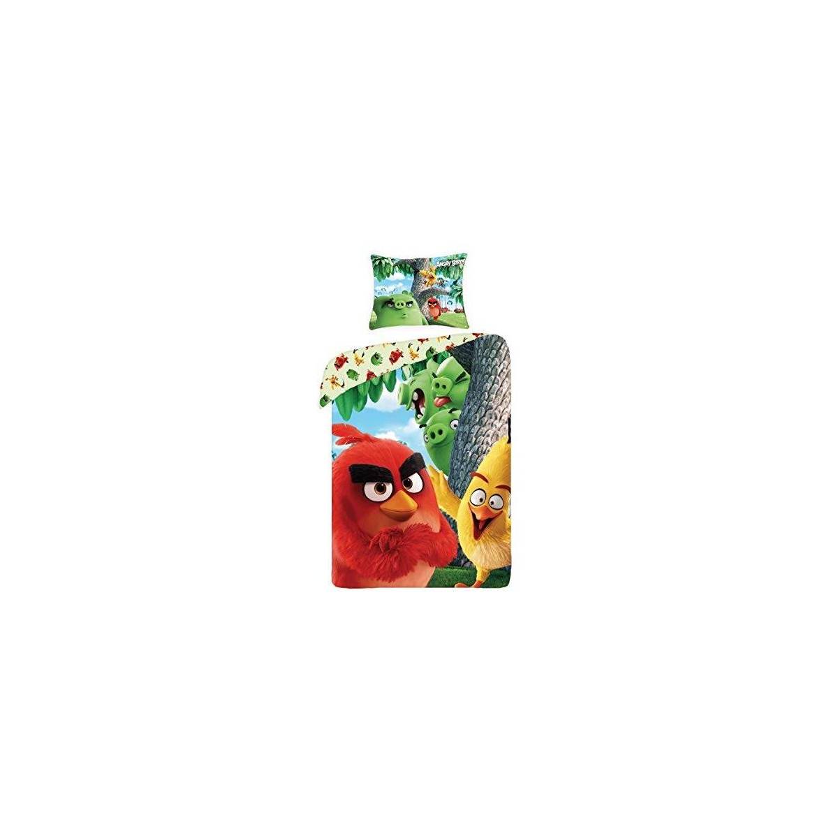 Housse de Couette Angry Birds 140 x 200 cm + Taie d'Oreiller 70 x 90 cm
