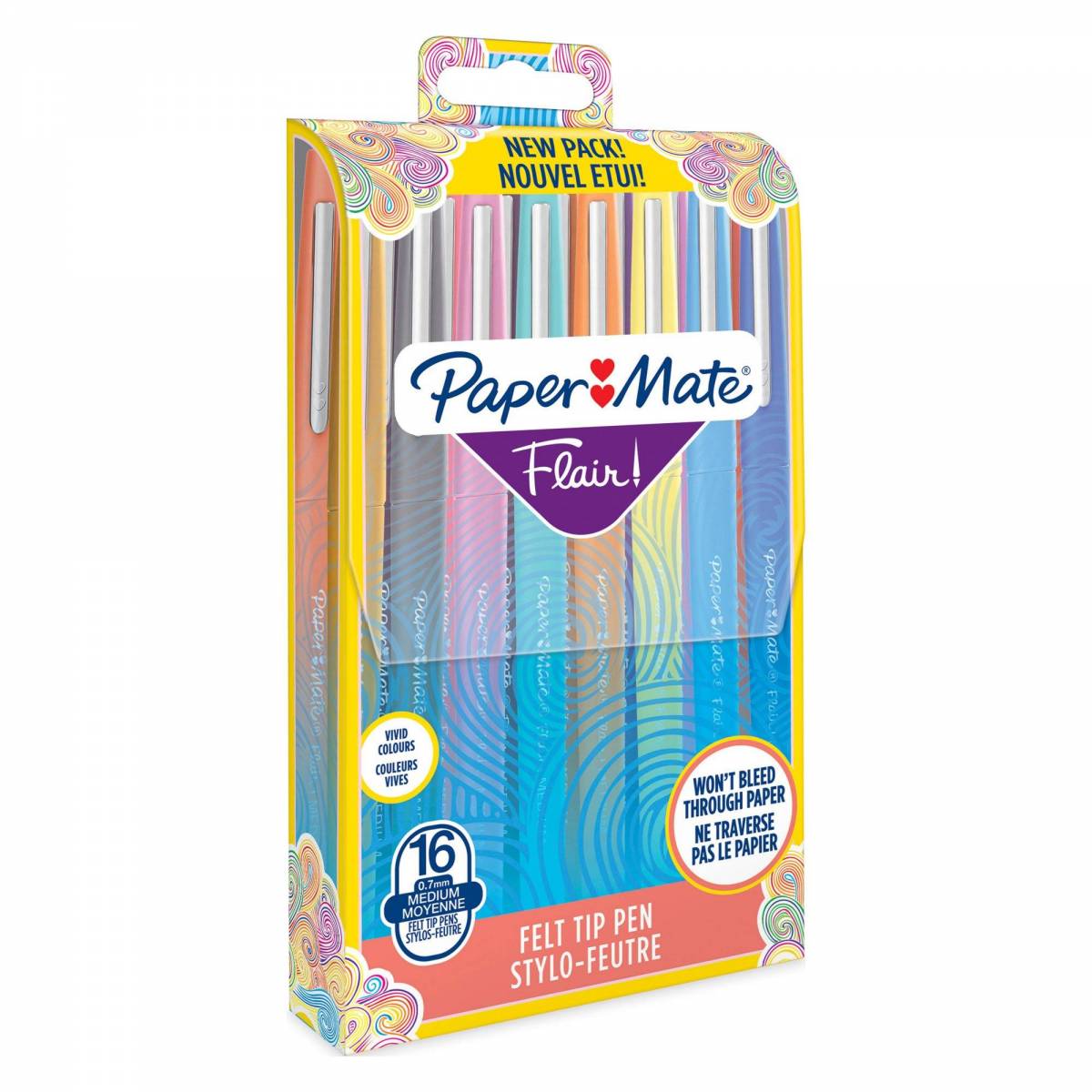 Stylo- Feutres Paper Mate Flair x16 - Pointe Moyenne 0.7 mm