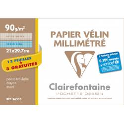 12 Feuilles Papier Vélin Millimétré Clairefontaine + 3 Gratuites