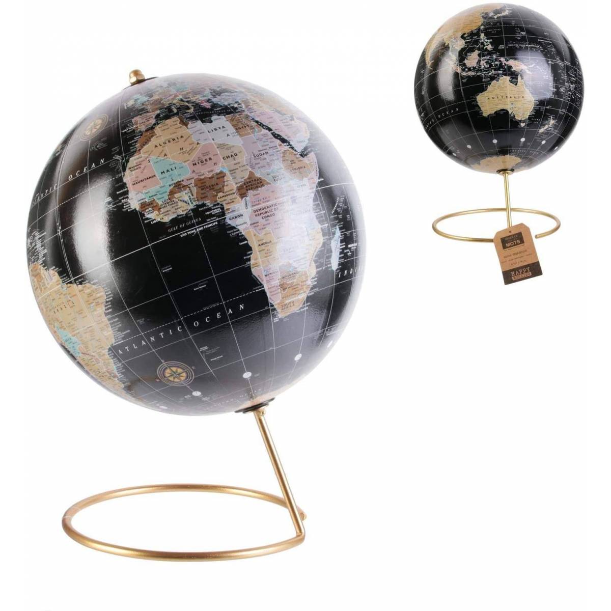 Globe Terrestre Décoratif avec Pied en Métal