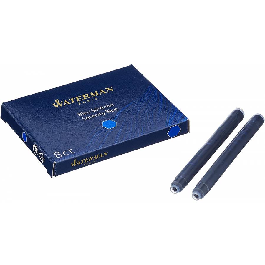 WATERMAN Blister stylo plume GRADUATE chromé avec une cartouche longue bleue