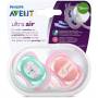 Philips Avent Lot de 2 Sucettes Ultra Air - 18+ Mois - Chat/Lapin