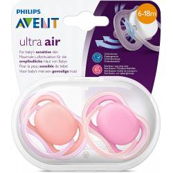 2 Sucettes Avent Ultra Air 6-18 mois - Rose