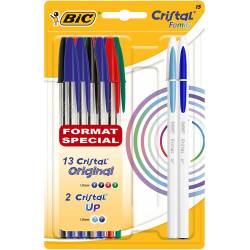 13 stylos bille Cristal original + 2 stylos cristal like me - BIC