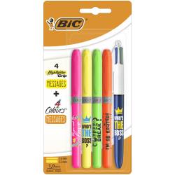 BIC Surligneur Highlighter Grip Message + Stylo Couleur Who's The Boss ?