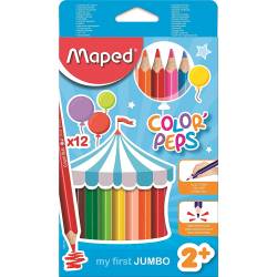12 Crayons de Couleurs Maped Color'peps Jumbo