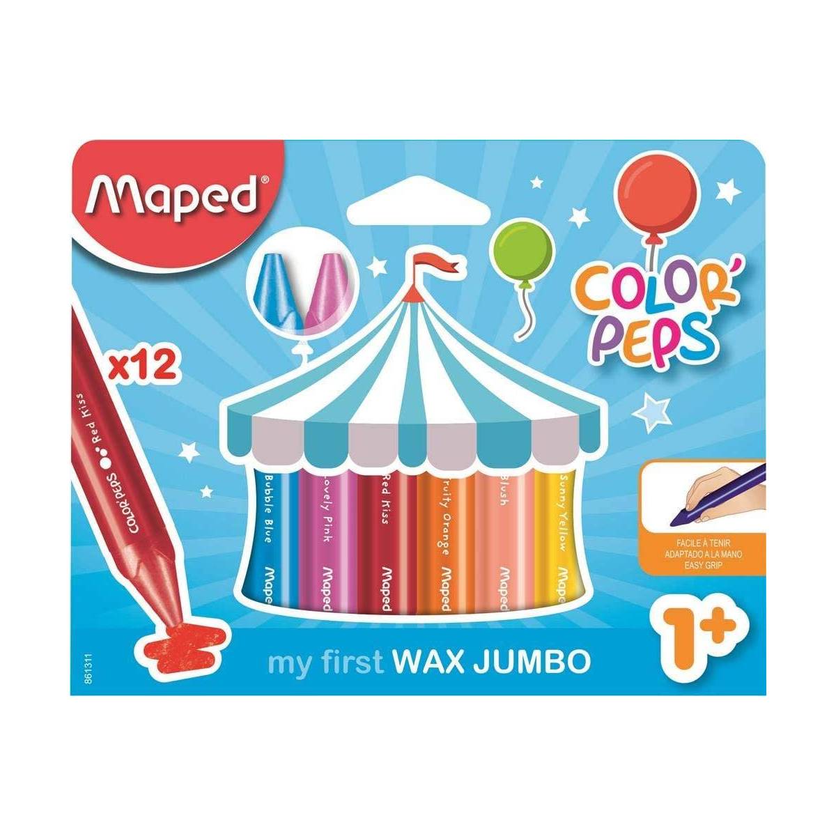 12 Craies de Coloriage Maped Wax Jumbo Color'peps