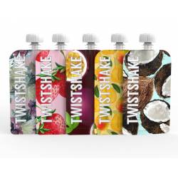 Twistshake Squeeze Bag Fruit - 5x Gourdes Réutilisables 220 ml Parfait pour Compotes et Purées
