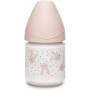 Biberon en Verre Suavinex Premium 120 ml avec Tétine Ronde Lapin Rose