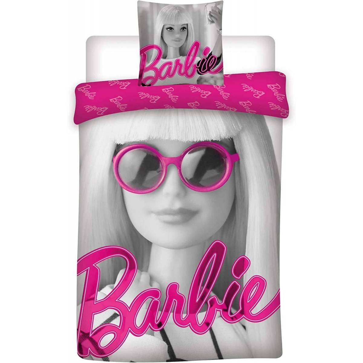 Housse de Couette Réversible Barbie 140 x 200 cm + Taie d'Oreiller 63 x 63 cm