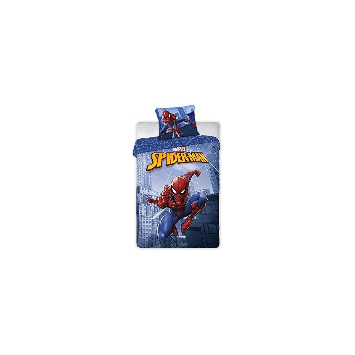 Housse de Couette Réversible Spiderman 140 x 200 cm + Taie d'Oreiller 63 x 63 cm