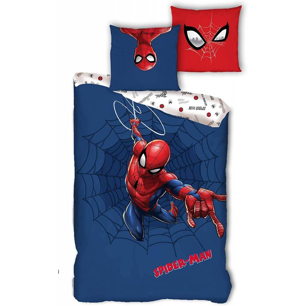 Housse de couette Spiderman 140 x 200 cm + taie - Rouge et Bleu