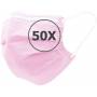 50 Masques de Protection Rose 3 couches Jetable 