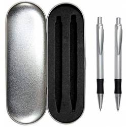 Deluxe Gray Ballpoint Pen and Mechanical Pencil Set