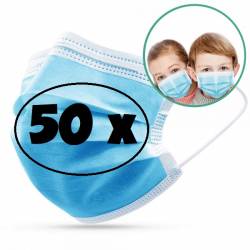 50 masques jetables pour enfants bleu