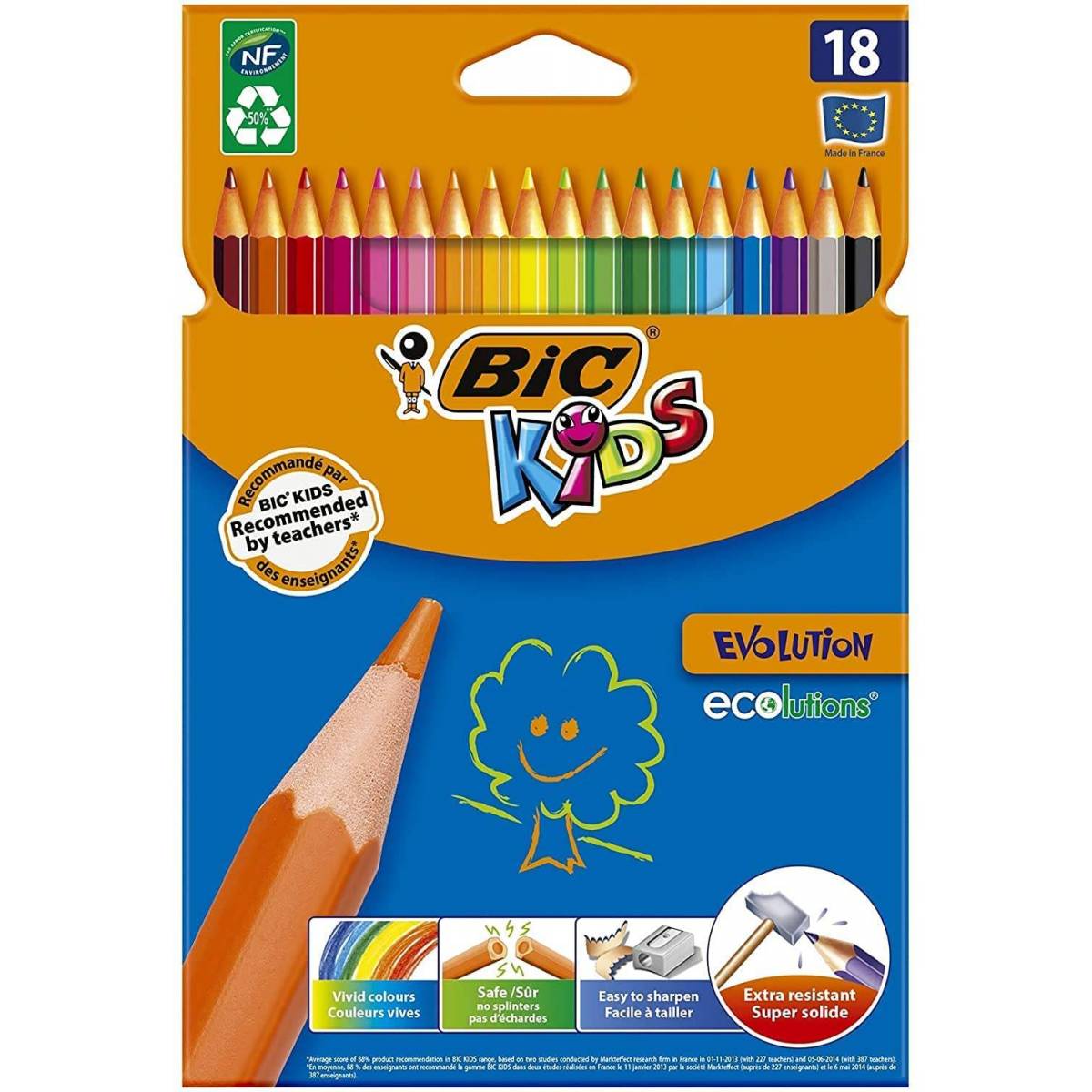 18 Crayons de Couleurs BIC KIDS Evolution