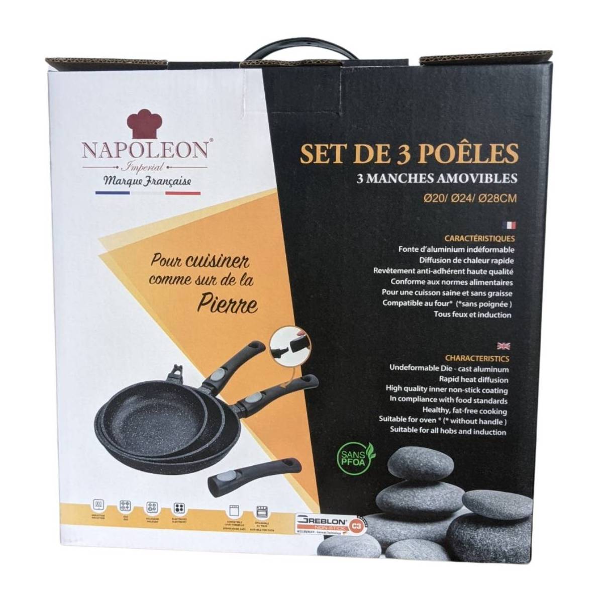 Set of 3 Napoleon Imperial removable pans