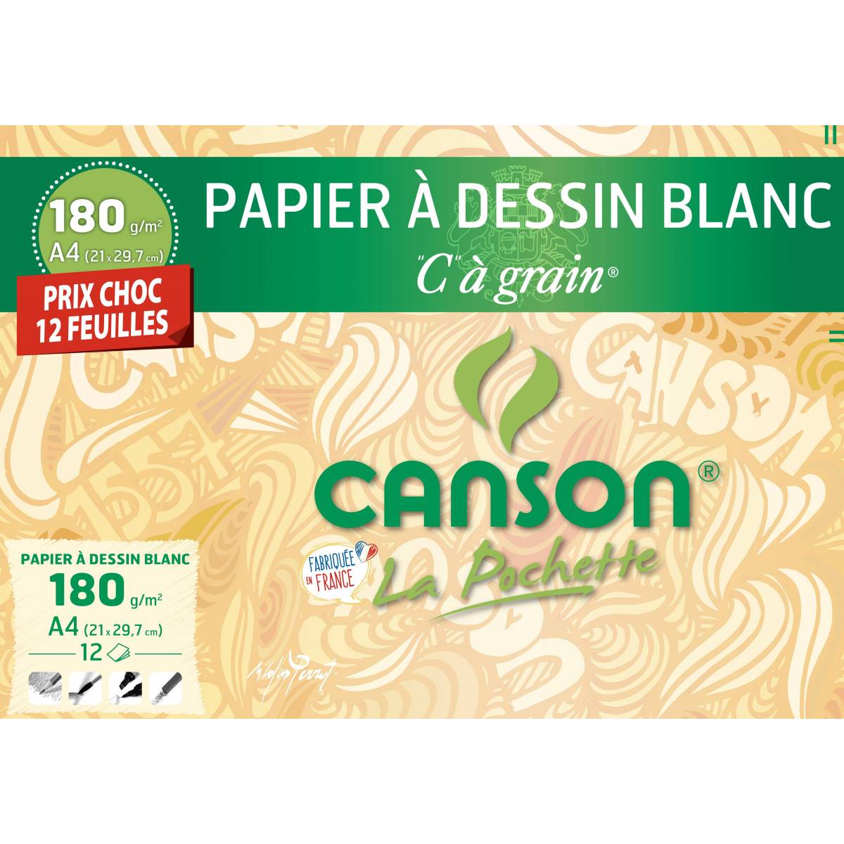 Weißes Zeichenpapier CANSON C Grain A4