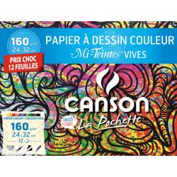 12 Canson Mi-Vivid Colours Zeichenpapiere 24 x 32 cm