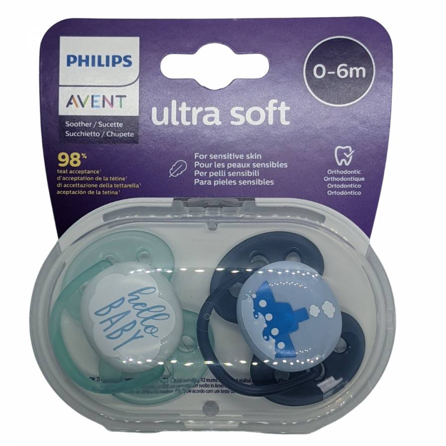 Philips Avent SCF222/01 Ultra Soft Sucette 0-6 mois Bleu