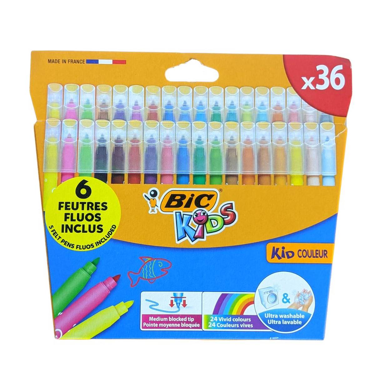 Bic Kids 36 farbige Marker + 6 fluoreszierende Marker