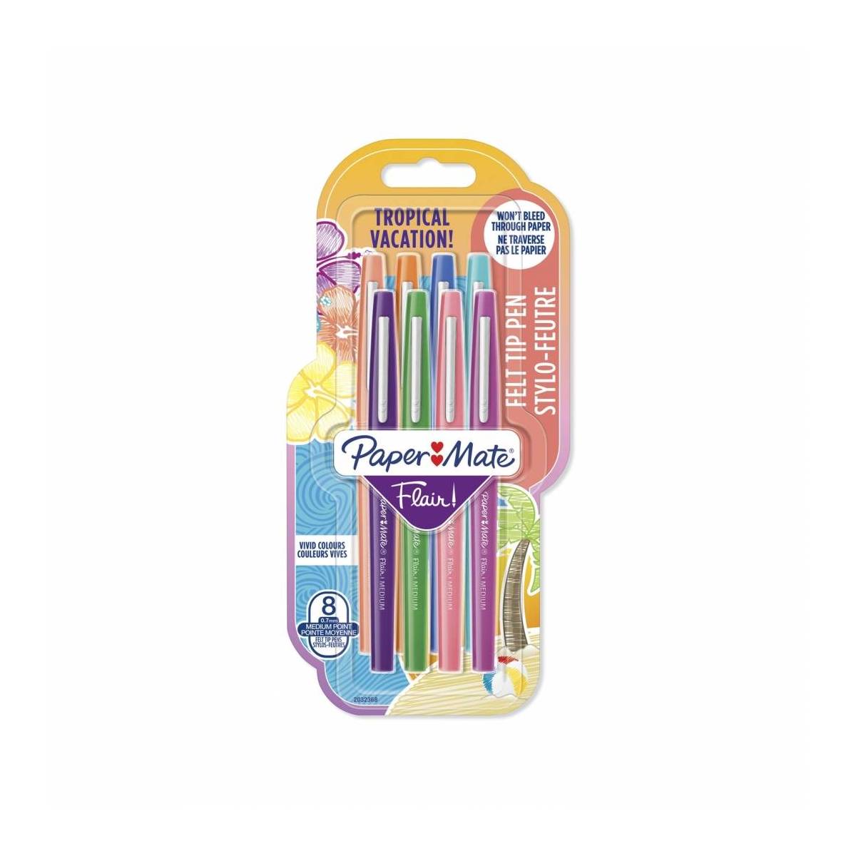 Paper Mate Flair Tropical Vacation Pack de 8