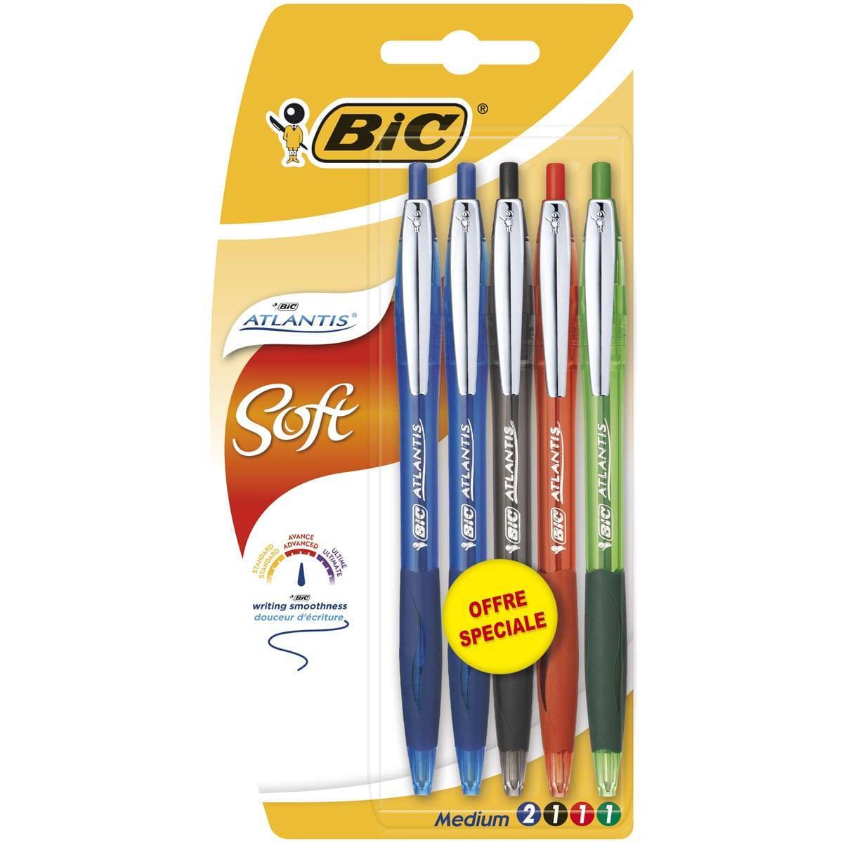 5 Atlantis soft assorted BIC ballpoint pens