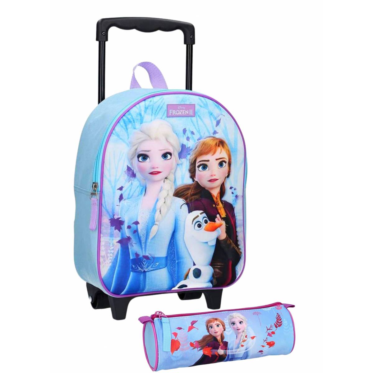 Pack 3D Snow Queen Rolling Bag + Case