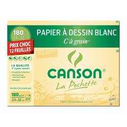 12 Papiers à dessin Blanc CANSON C à grain 24 X 32 CM 180g