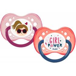 Set of 2 Anatomical Dodie Girl Power +18 months pacifiers