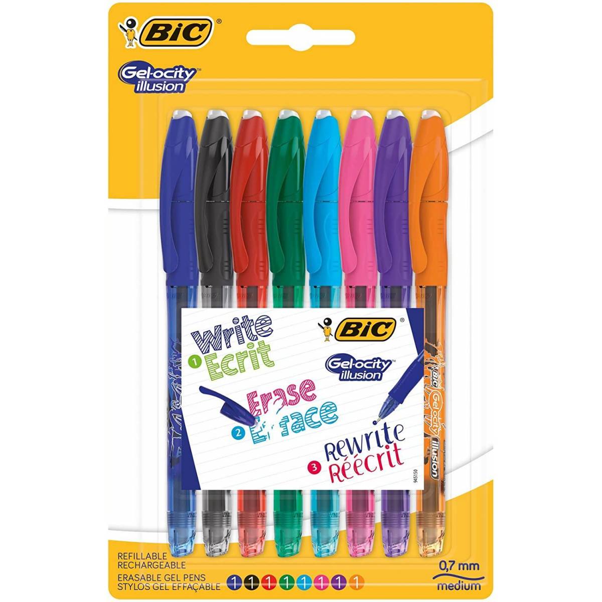 BIC 943460 Gelo-city Illusion Lot de 8 Rollers pointe moyenne