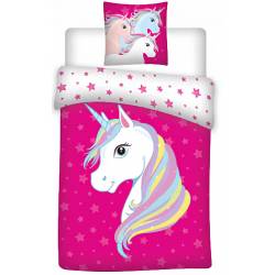 Pink Unicorn Duvet Cover + Pillowcase 140 x 200 cm