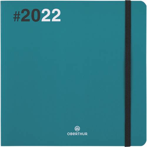 OBERTHUR - Agenda Semainier Carré 16 NEA FLEX - Janvier 2022 à Décembre 2022 - 16 x 16 cm - Coloris Bleu Ciel