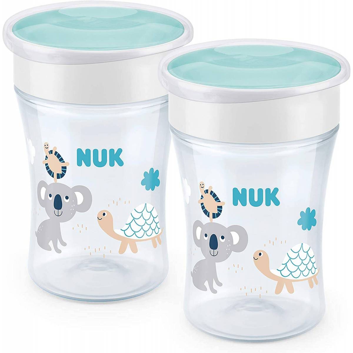 2 Pack NUK Magic Cup 230ml 8 Months+ Turtle