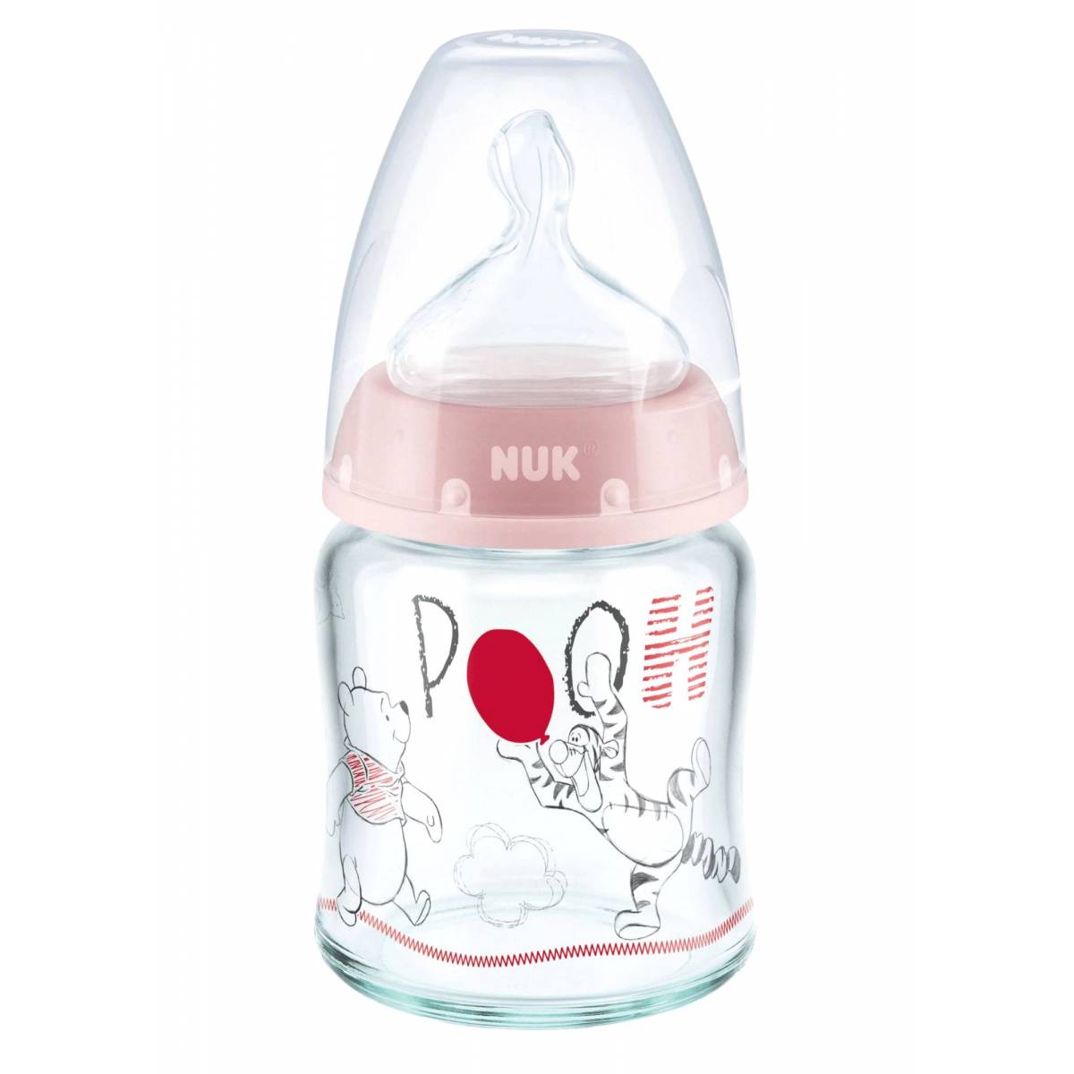 Nuk Winnie Glas Babyflasche 120 ml 0-6 Monate First Choice+