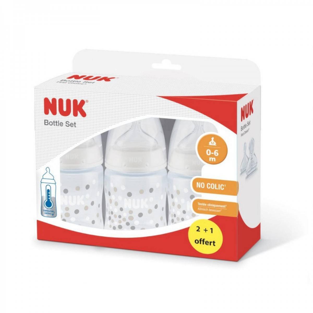 NUK First Choice 3 Plus 2 Set 0  fop de Juego y dos para aspiradores sin BPA  6 meses weiß 