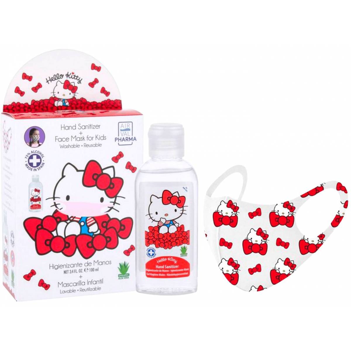 Wiederverwendbare Kindermasken + Hello Kitty Händedesinfektionsmittel