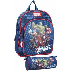 Pack Mochila 30 cm + estuche para lápices Azul Marino Avengers Power Team