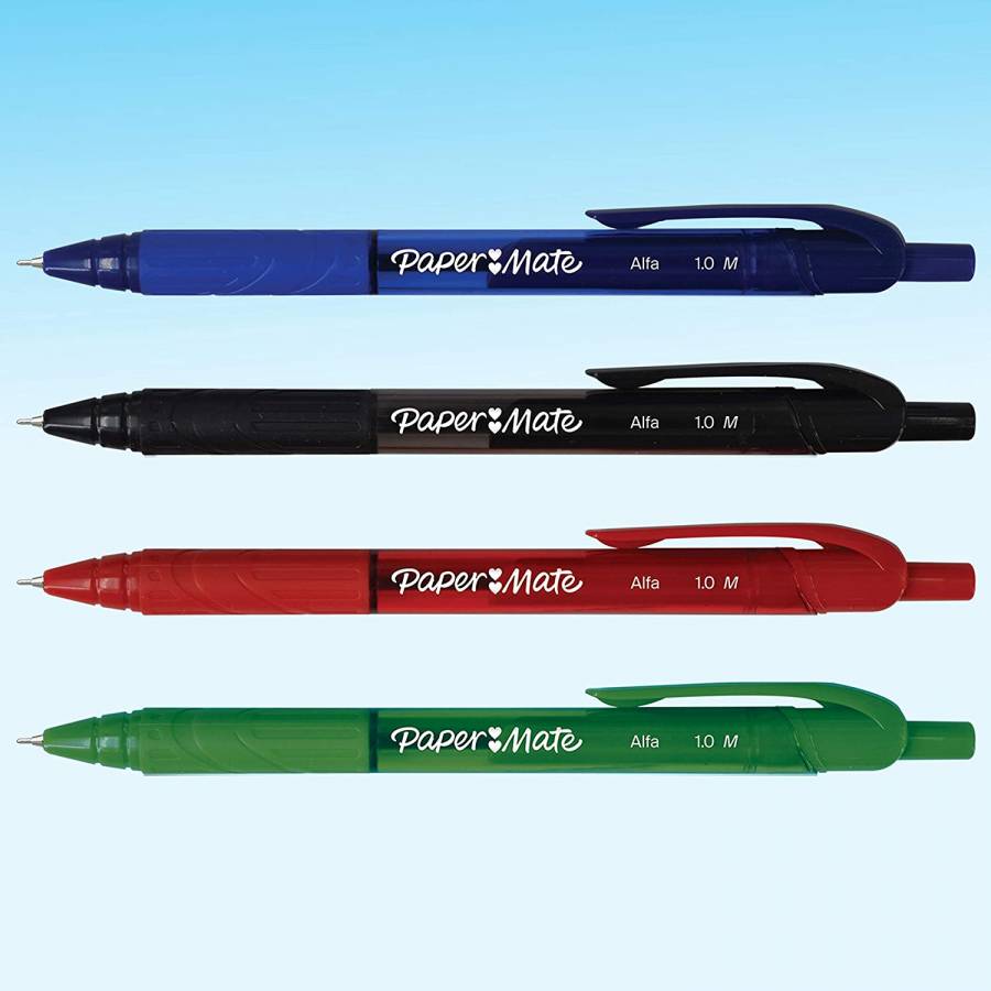 PAPERMATE Sachet de 3 stylos bille rétractable 046 pointe moyenne