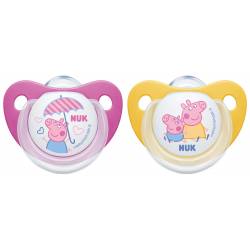 Nuk Trendline Silicone Pacifiers 6-18 months Peppa Pig Yellow & Purple
