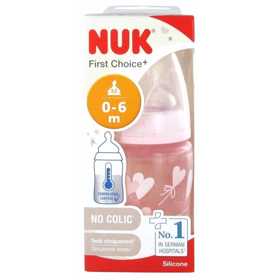Biberon Nuk 150 ml 0-6 mois Rose First Choice+ - MaxxiDiscount