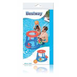 Bestway - Canestro da basket gonfiabile galleggiante + palla + 3 anelli