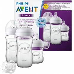 Philips Avent Kit naissance Verre Natural - 3 biberons en verre Natural