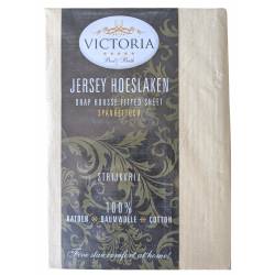 Fitted sheet 100% cotton Victoria 2 places 140 x 200 / 220 cm Sand beige
