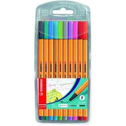 10 Crayons Feutres Stabilo Point 88 Assortis Coloris Fun