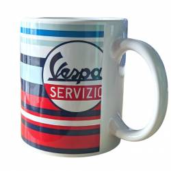 Becher Vespa Servizio Keramik 33 ml blau, rot, weiße Streifen